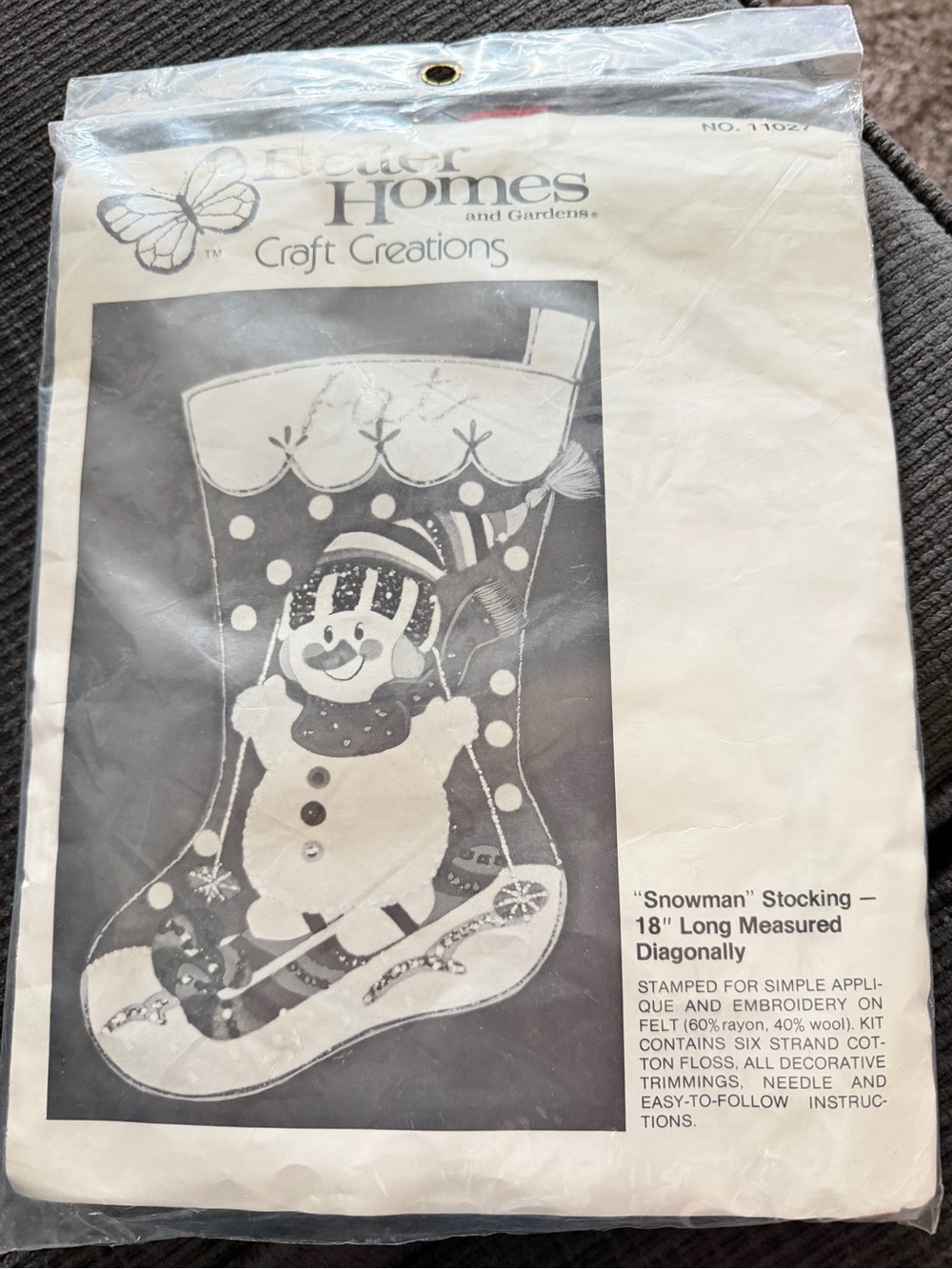 Better Homes and gardens Craft Creations 'Snowman' Stocking Pattern -
